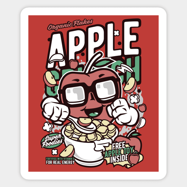 Retro Cereal Box Apple Crunch // Junk Food Nostalgia // Cereal Lover Sticker by Now Boarding